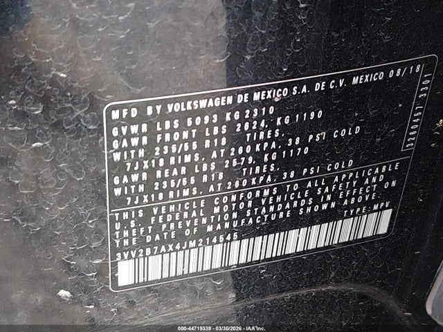 2018 VOLKSWAGEN TIGUAN 3VV2B7AX4JM214545 Photo 8