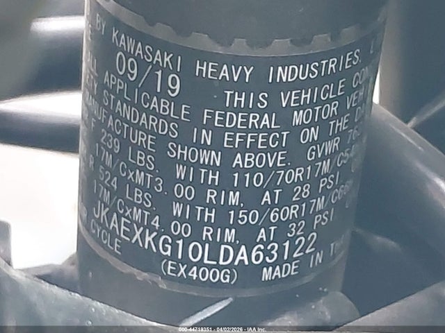 JKAEXKG10LDA63122 Kawasaki EX400