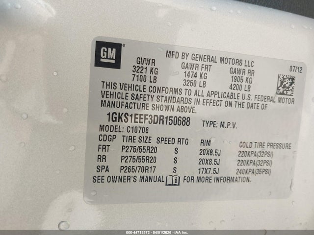 Aukcja sprzedaży 2013 Gmc Yukon Denali, vin: 1GKS1EEF3DR150688, numer aukcji: 44719372