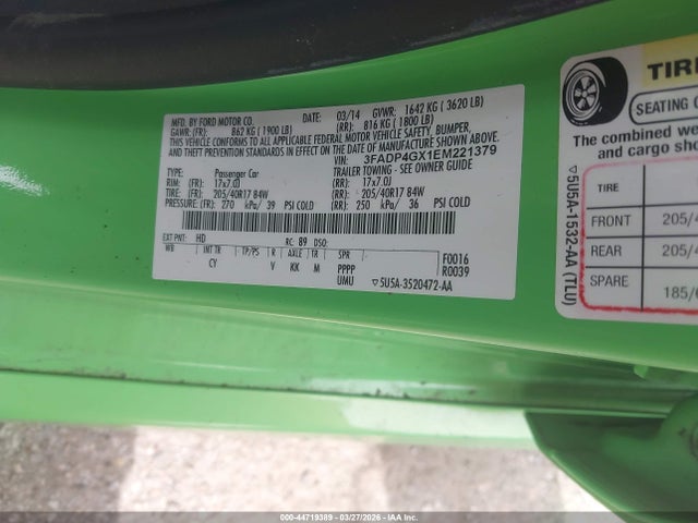 2014 FORD FIESTA 3FADP4GX1EM221379 Photo 8