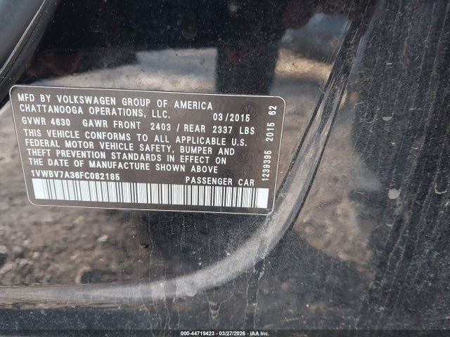 1VWBV7A36FC082185 Volkswagen Passat 2.0l Tdi Se