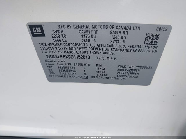 2013 CHEVROLET EQUINOX 2GNALPEK9D1152813 Photo 8