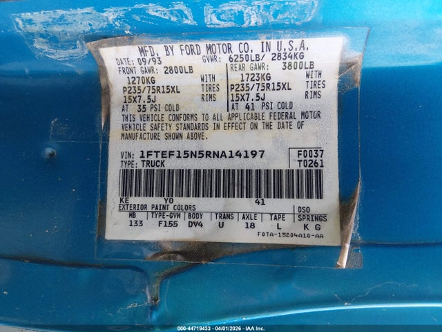 1994 FORD F150 1FTEF15N5RNA14197 Photo 8