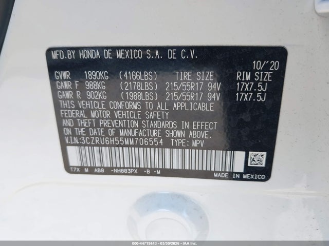 3CZRU6H55MM706554 Honda Hr-v Awd Ex