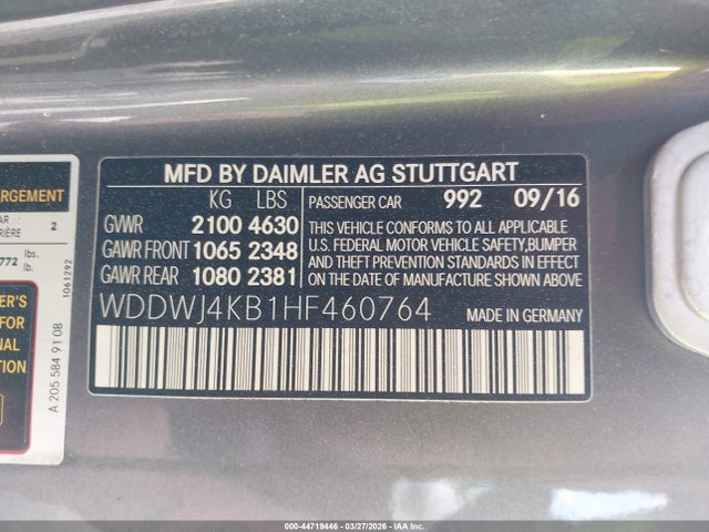 Продажа на аукционе авто 2017 Mercedes-benz C 300 4matic, vin: WDDWJ4KB1HF460764, номер лота: 44719446