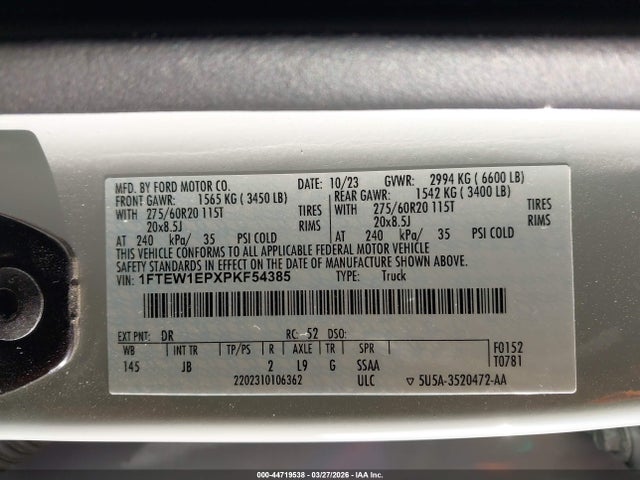 Aukcja sprzedaży 2023 Ford F-150 Xl, vin: 1FTEW1EPXPKF54385, numer aukcji: 44719538