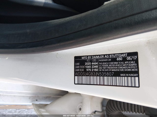 WDDSJ4GB3JN535807 Mercedes-Benz CLA 250 4MATIC