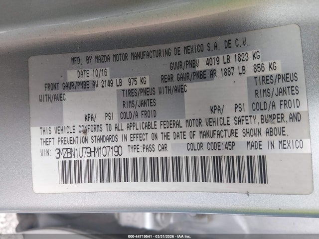 2017 MAZDA MAZDA3 3MZBN1U79HM107190 Photo 8