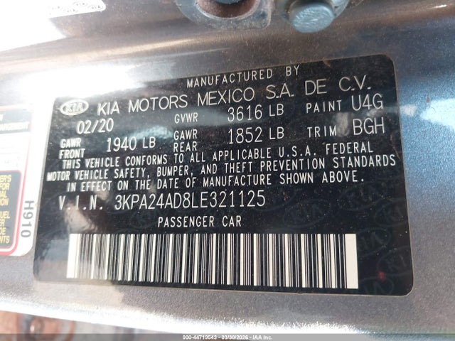 3KPA24AD8LE321125 KIA RIO S