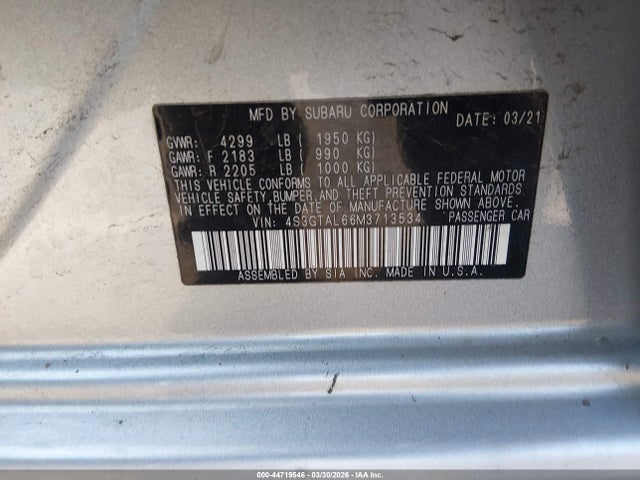 Aukcja sprzedaży 2021 Subaru Impreza Sport 5-door, vin: 4S3GTAL66M3713534, numer aukcji: 44719546