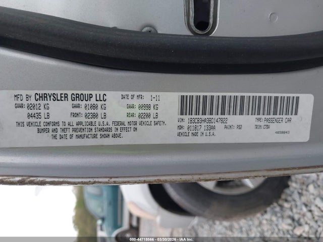 Aukcja sprzedaży 2011 Dodge Caliber Mainstreet, vin: 1B3CB3HA3BD147822, numer aukcji: 44719566