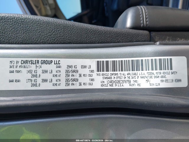 Aukcja sprzedaży 2014 Dodge Durango Limited, vin: 1C4RDHDG9EC970758, numer aukcji: 44719574
