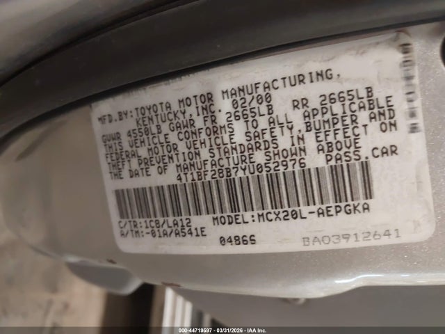 Продаж на аукціоні авто 2000 Toyota Avalon Xls, vin: 4T1BF28B7YU052976, номер лоту: 44719597