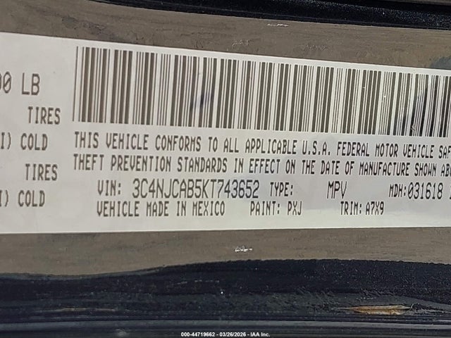 2019 JEEP COMPASS 3C4NJCAB5KT743652 Photo 8