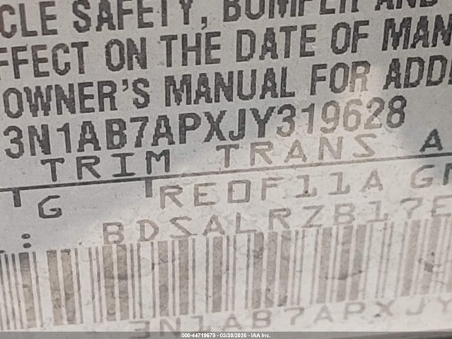 3N1AB7APXJY319628 Nissan SENTRA SR