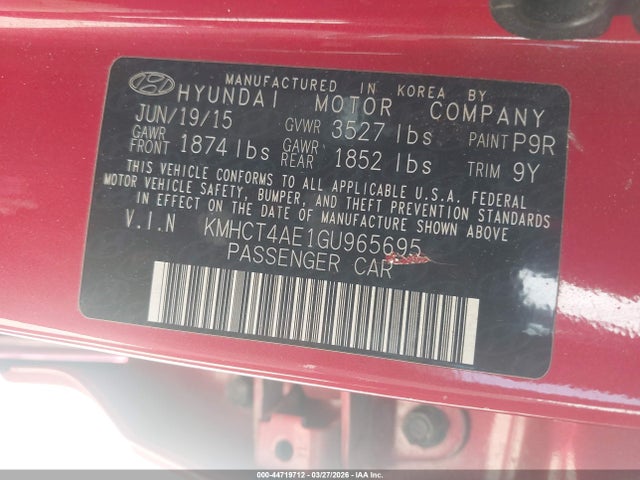 KMHCT4AE1GU965695 Hyundai ACCENT SE