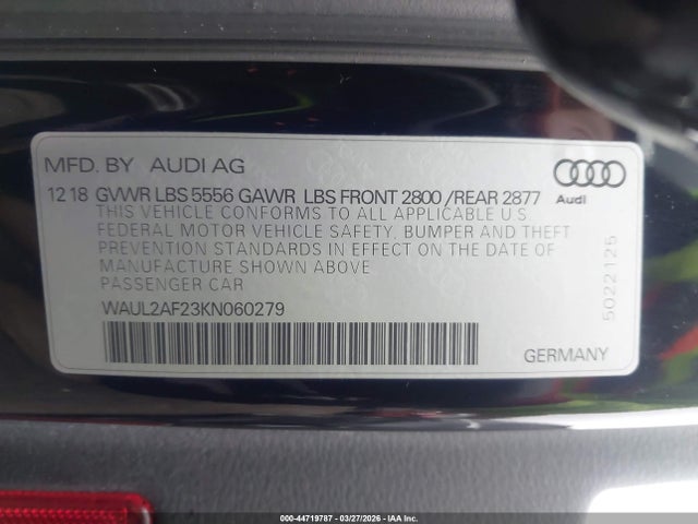Продажа на аукционе авто 2019 Audi A6 55 Premium, vin: WAUL2AF23KN060279, номер лота: 44719787
