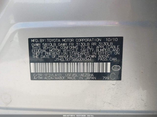 Продажа на аукционе авто 2011 Lexus Ls 460, vin: JTHCL5EF5B5009344, номер лота: 44719814