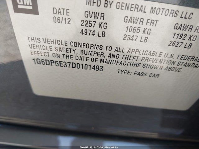 Продажа на аукционе авто 2013 Cadillac Cts Premium, vin: 1G6DP5E37D0101493, номер лота: 44719818