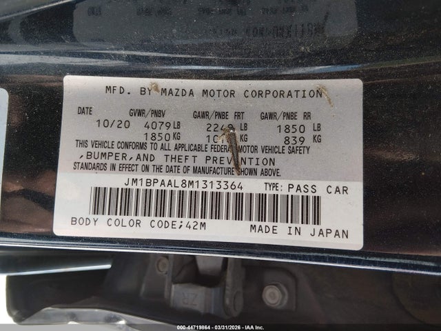 Продажа на аукционе авто 2021 Mazda Mazda3 2.5 S, vin: JM1BPAAL8M1313364, номер лота: 44719864