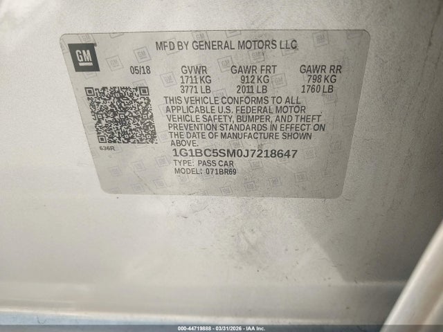 1G1BC5SM0J7218647 Chevrolet Cruze Ls Auto