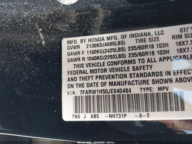 7FARW1H50JE040484 Honda CR-V EX