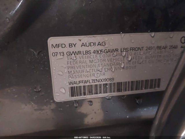 44719903 :رقم المزاد ، WAUFFAFL7EN009088 vin ، 2014 Audi A4 2.0t Premium مزاد بيع