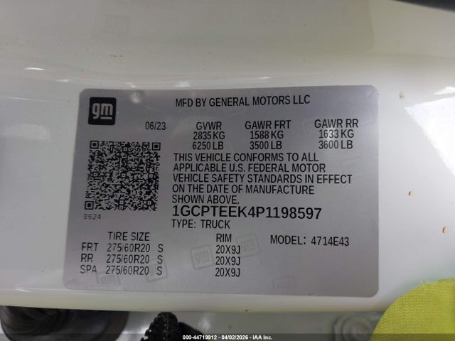 1GCPTEEK4P1198597 Chevrolet Colorado 4wd Short Box Trail Boss