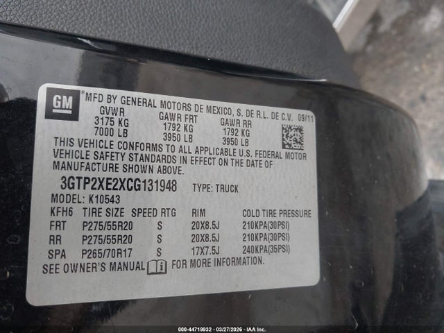 Продаж на аукціоні авто 2012 Gmc Sierra 1500 Denali, vin: 3GTP2XE2XCG131948, номер лоту: 44719932