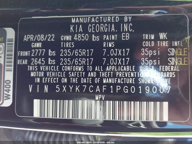 Продажа на аукционе авто 2023 Kia Sportage X-pro Prestige, vin: 5XYK7CAF1PG019007, номер лота: 44719934