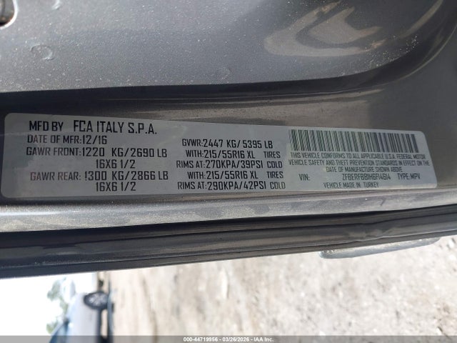 Продажа на аукционе авто 2017 Ram Promaster City Tradesman Slt, vin: ZFBERFBB1H6F14614, номер лота: 44719956