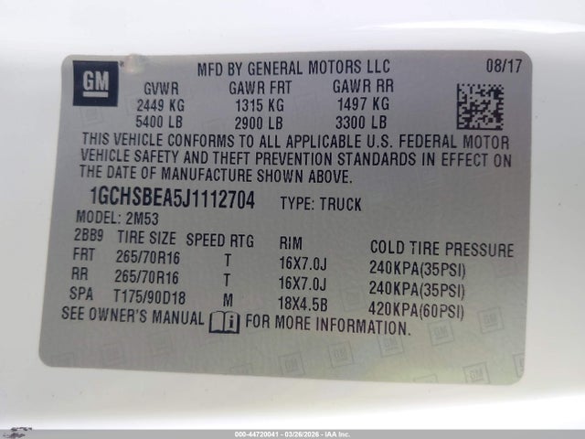 Chevrolet Colorado Wt 2018 1GCHSBEA5J1112704 Image 9