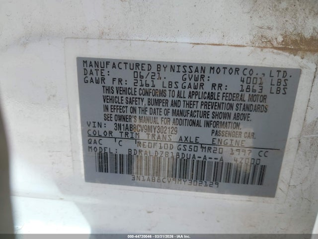 Aukcja sprzedaży 2021 Nissan Sentra Sv Xtronic Cvt, vin: 3N1AB8CV9MY302129, numer aukcji: 44720046