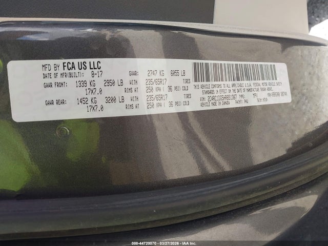 Aukcja sprzedaży 2017 Chrysler Pacifica Touring, vin: 2C4RC1DG5HR851367, numer aukcji: 44720070