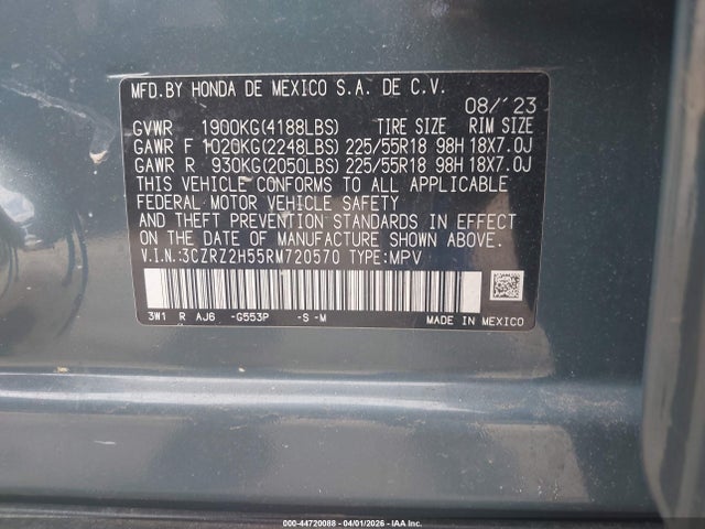 Продажа на аукционе авто 2024 Honda Hr-v Awd Sport/awd Sport W/o Bsi, vin: 3CZRZ2H55RM720570, номер лота: 44720088