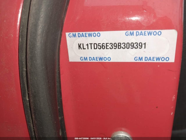 Aukcja sprzedaży 2009 Chevrolet Aveo Lt, vin: KL1TD56E39B309391, numer aukcji: 44720096
