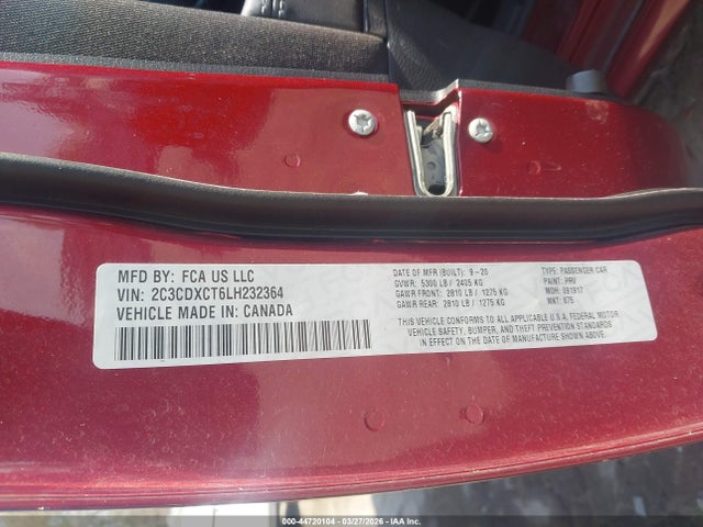 Продажа на аукционе авто 2020 Dodge Charger R/t Rwd, vin: 2C3CDXCT6LH232364, номер лота: 44720104