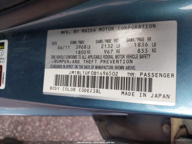 2011 MAZDA MAZDA3 JM1BL1UF0B1496502 Photo 8