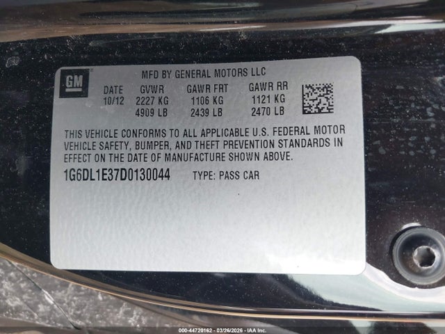 Продажа на аукционе авто 2013 Cadillac Cts Performance, vin: 1G6DL1E37D0130044, номер лота: 44720162