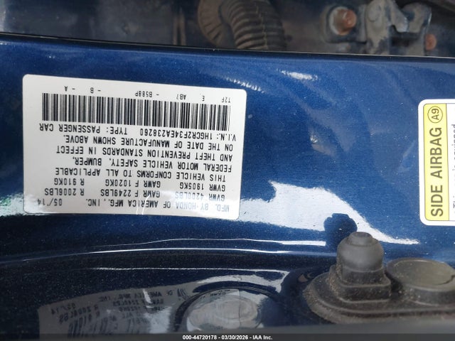 Honda ACCORD LX 2014 1HGCR2F34EA238260 Image 9