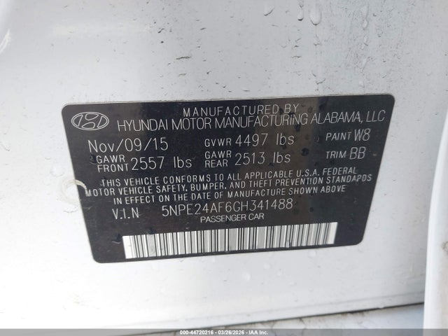 Hyundai SONATA SE 2016 5NPE24AF6GH341488 Image 9