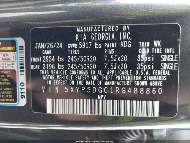 5XYP5DGC1RG488860 KIA Telluride Sx