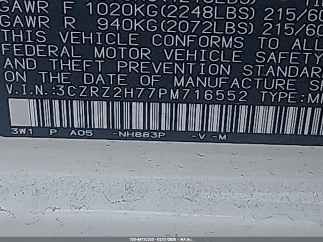 2023 Honda Hr-v Awd Ex-l მანქანა იყიდება აუქციონზე, vin: 3CZRZ2H77PM716552, აუქციონის ნომერი: 44720260