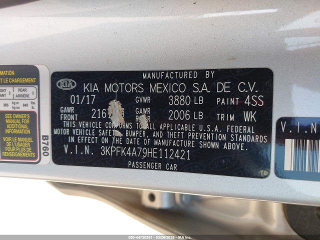 Aukcja sprzedaży 2017 Kia Forte Lx, vin: 3KPFK4A79HE112421, numer aukcji: 44720261