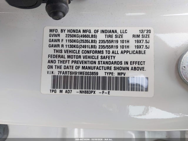 7FART6H91ME003859 Honda Cr-v Hybrid Touring
