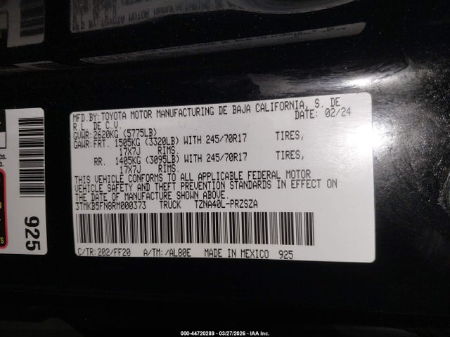 3TMKB5FN8RM000373 Toyota Tacoma Sr5