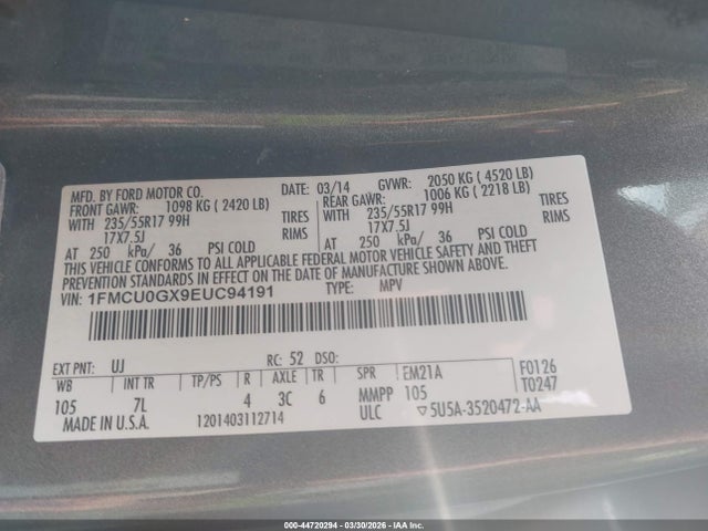 Ford ESCAPE SE 2014 1FMCU0GX9EUC94191 Image 9