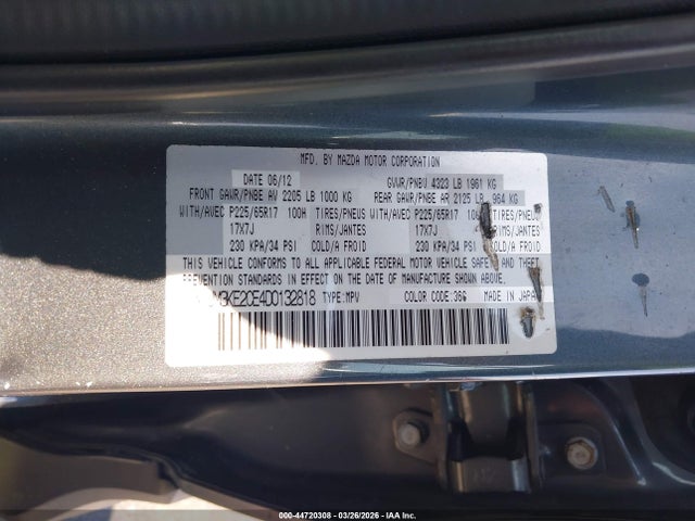 44720308 :رقم المزاد ، JM3KE2CE4D0132818 vin ، 2013 Mazda Cx-5 Touring مزاد بيع