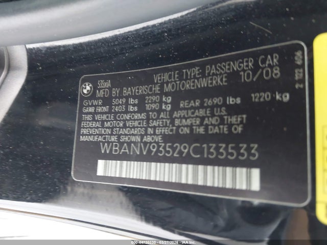 Продаж на аукціоні авто 2009 Bmw 535i Xdrive, vin: WBANV93529C133533, номер лоту: 44720330