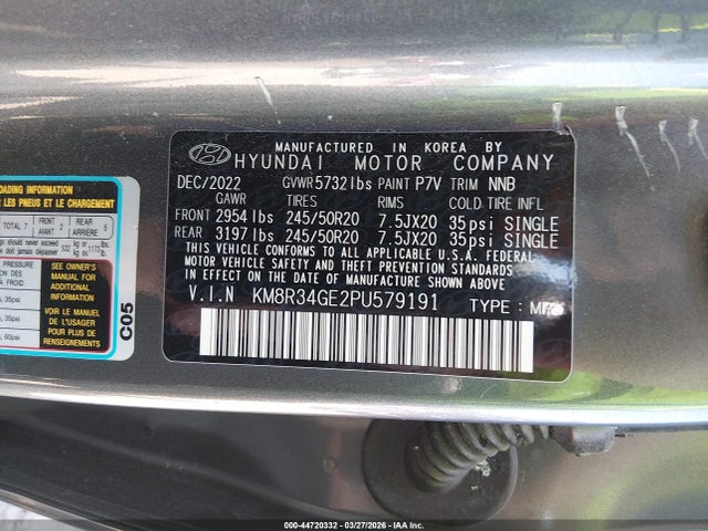 Продажа на аукционе авто 2023 Hyundai Palisade Xrt, vin: KM8R34GE2PU579191, номер лота: 44720332